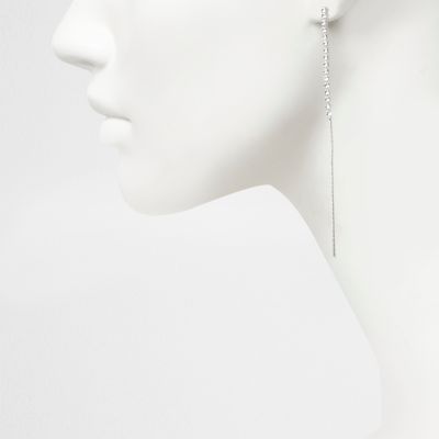 Silver tone diamante dangle earrings